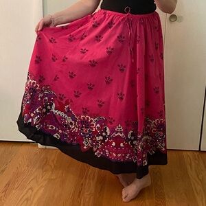 Vintage Cotton Boho Maxi Full Circle Skirt